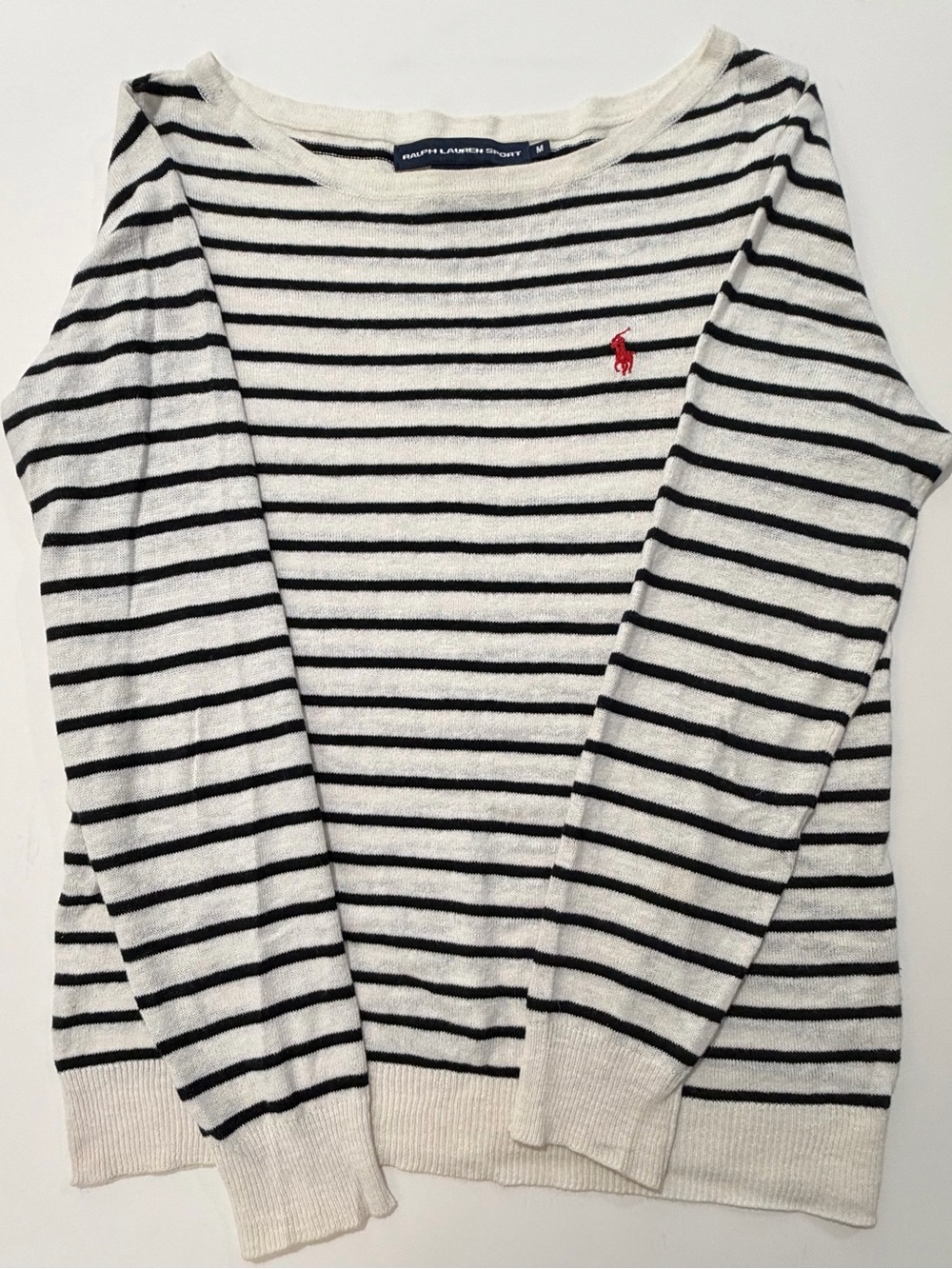 Vintage Ralph Lauren Sport Cotton Linen Striped Sweater M